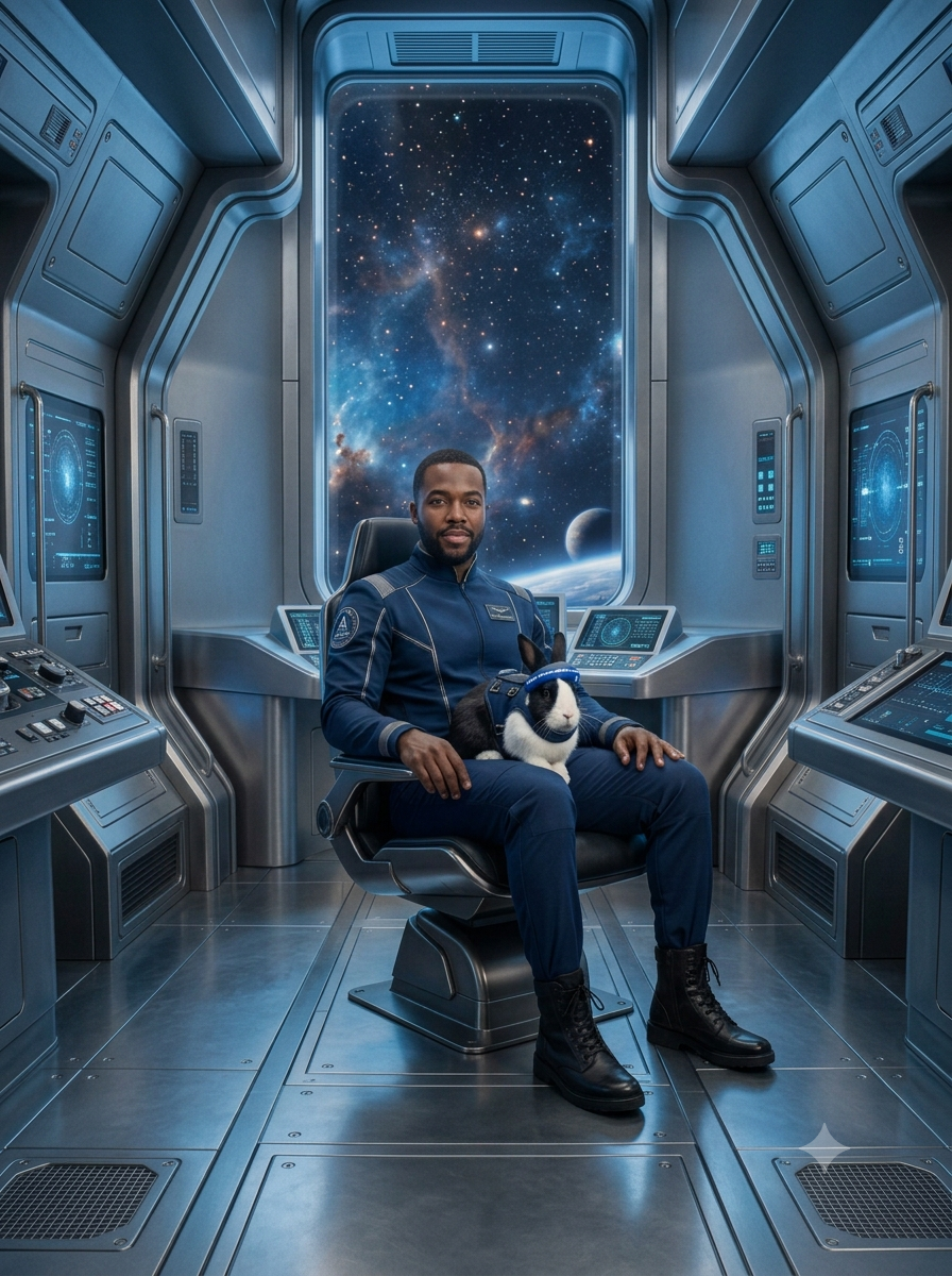 Space stijl - man met konijn